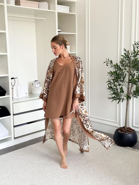 Жіночий подарунковий набір Boho (халат+сорочка)