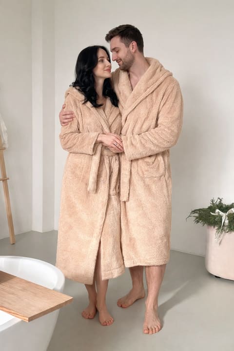 Халат унісекс з капюшоном Cuddle, беж
