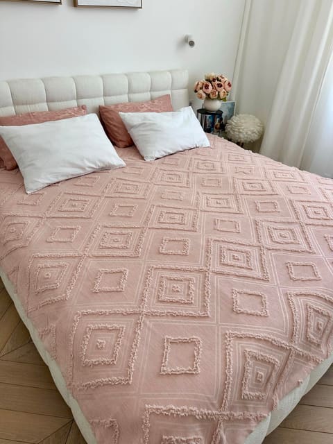 Покривало «Diamond Nordic» 200x220 см, тьмяно-рожевий