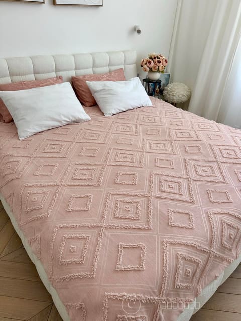Покривало «Diamond Nordic» 200x220 см, тьмяно-рожевий